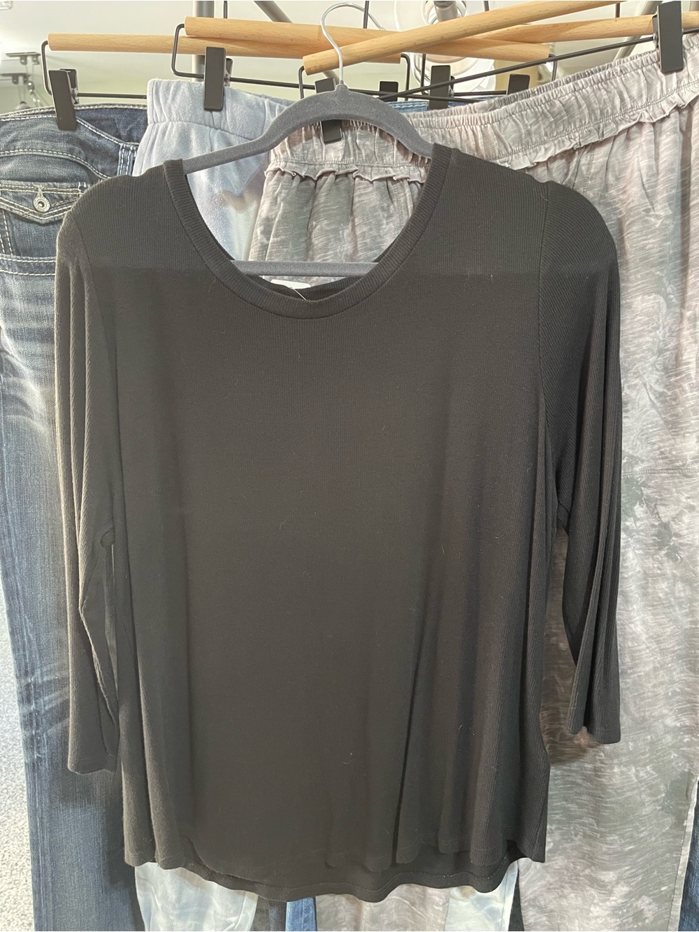 Liverpool Black 3/4 Sleeve Crew Neck Top